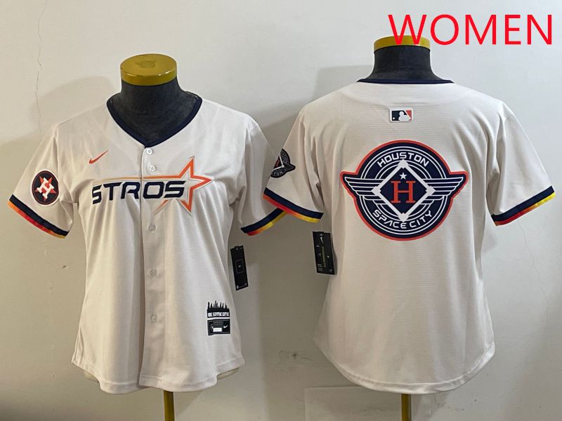 Women Houston Astros Blank Cream Three generations Joint Name 2025 Nike MLB Jersey style 41027->women mlb jersey->Women Jersey